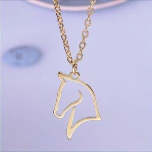 Horse Head Silhouette 18K Gold Plated Necklace